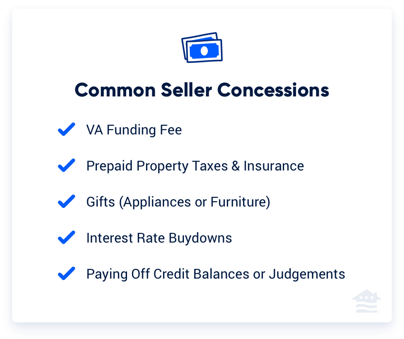 List of VA loan seller concessions examples.