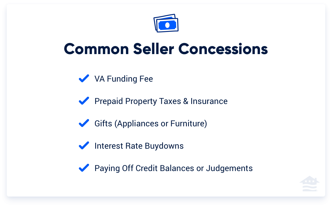 List of VA loan seller concessions examples.