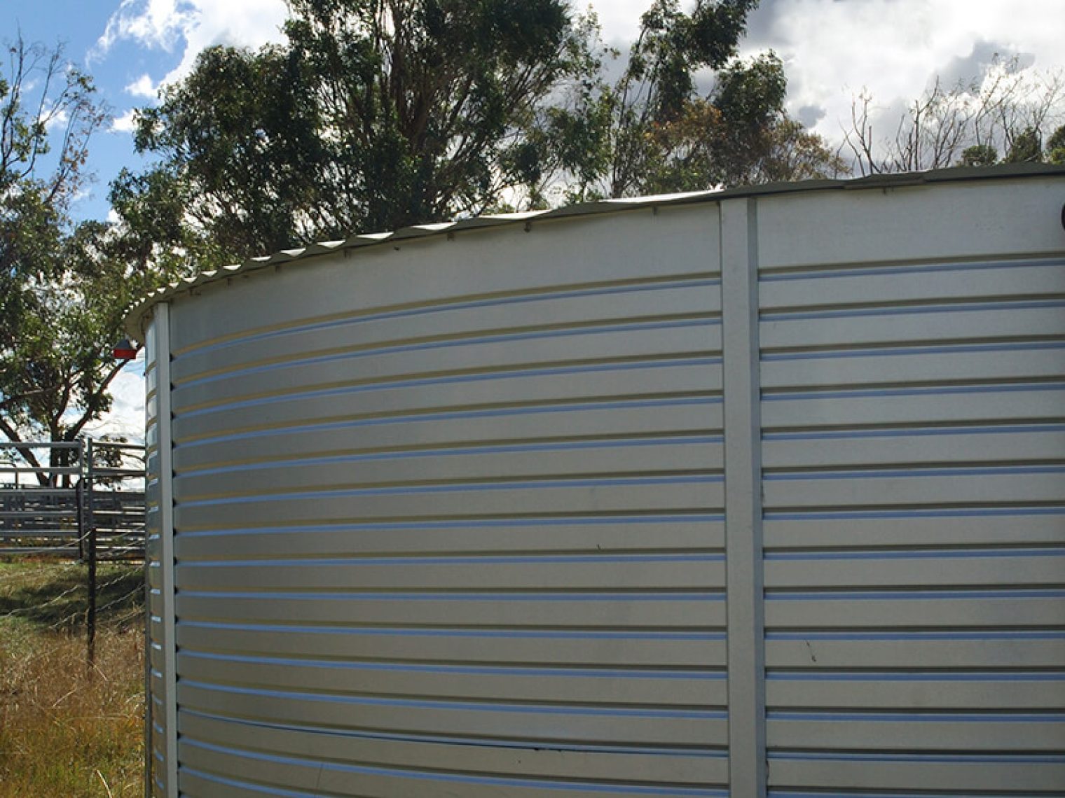 Close up of a rainwater catchment system.